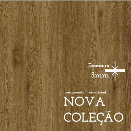 Piso Vinílico Colado 3mm, Capa de proteção 0,3mm - Formato 17,78x121,92cm - Uso Residencial e Comercial - Valor por peça