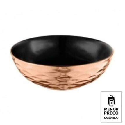 Cuba de porcelana para lavatório preto e rose gold