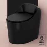 Bacia Caixa Interna Monobloco Sifonica Circolare Preto Matte com Assento Big Obra
