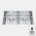 Cuba Dupla em Aço Inox 201 Square (72x40x20cm) Big Obra com Válvulas e Sifões