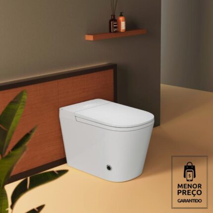 Bacia Automática com Bidê Rimless Caixa Interna Branca completa 110V Big Obra