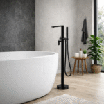 Misturador Torneira Monocomando pedestal Banheira Imersao Preto Big Obra