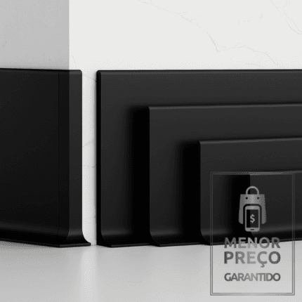 Rodape Metalico em Aluminio Wave 80x12x2500mm Cor Preto - Big Obra - preço por metro linear