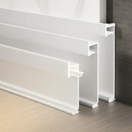 Rodape Invertido em Aluminio com borda e nicho pra Fita LED 40x15x2500mm Cor Branco Big Obra – preço por metro linear