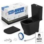 Kit Bacia Com Caixa, Assento Termofixo e Kit Instalação Gap Matte Black Roca
