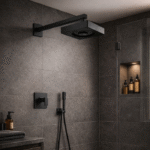 Ducha Chuveiro Autolimpante Acqua Clean Quadrado de Parede Longo Preto Inox 201