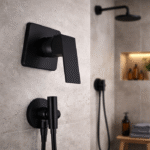 Acabamento de Monocomando Quadrado Deca em Inox, Zinco e ABS Preto