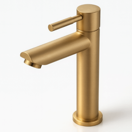 Torneira de Bancada Bica Media Inox 304 Dourada Escovado