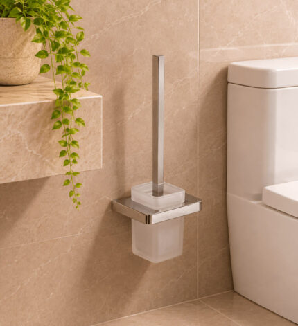Escova de Bacia com Suporte Aço Inox 304 Semi Round Escovado (R)
