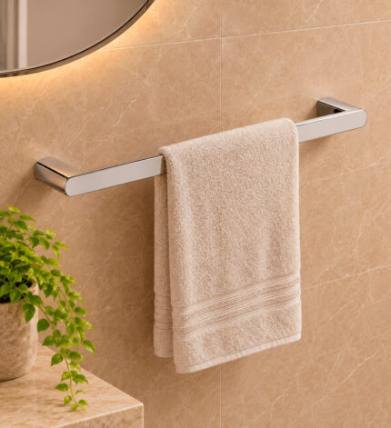 Porta Toalha Simples Aço Inox 304 60cm Round Cromado Polido