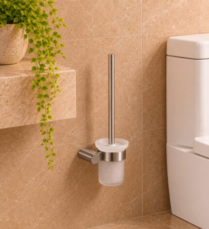 Escova de Bacia com Suporte Aço Inox 304 Round Grafite (R)