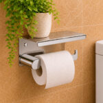 Porta Papel Com Tampo Aço Inox 304 Round Cromado Polido