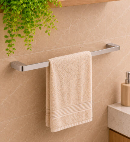 Porta Toalha Simples Aço Inox 304 60cm Semi Round Níquel Escovado