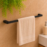 Porta Toalha Simples Aço Inox 304 60cm Semi Round Preto Matte (R)