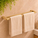 Porta Toalha Duplo Aço Inox 304 60cm Semi Round Gold Champagne Escovado (R)