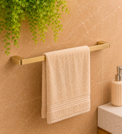 Porta Toalha Simples Aço Inox 304 60cm Semi Round Gold Champagne Escovado (R)